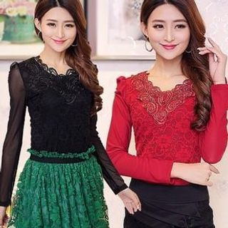 Rosa Isolde Long-Sleeve Lace Top