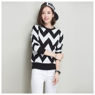 Mistee Wave-Pattern Knit Sweater