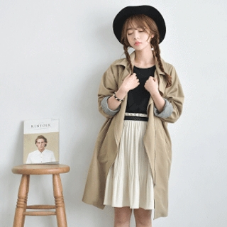 JUSTONE Notched Lapel Diagonal-Zip Coat