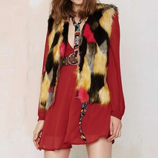 Obel Color Block Furry Vest