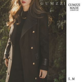 GUMZZI Metallic-Button Wool Blend Coat