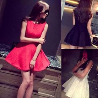 Clair Fashion Sleeveless Lace Mini Dress
