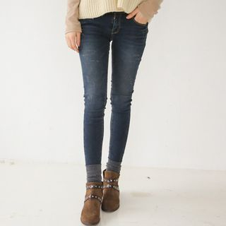 Envy Look Brushed-Fleece Washed Skinny Jeans