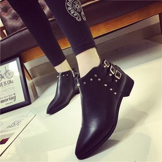 Hipsole Studded Buckled Ankle Boots