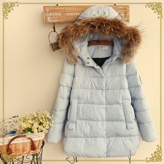 Fairyland Furry Hooded Long Padded Jacket