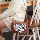 Leopard Heart-Accent Shoulder Bag