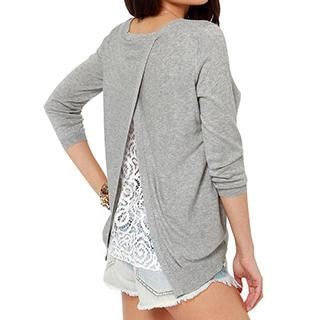 Obel Long-Sleeve Lace Panel Knit Top