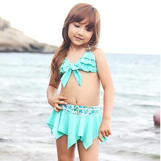 Zeta Swimwear Set: Kids Bikini Top + Swim Skirt