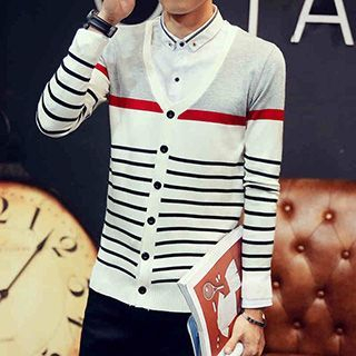 Blueforce Long-Sleeve Stripe V-Neck Cardigan