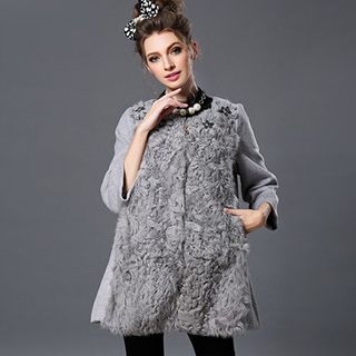 Ovette Fleece Panel Wool-Blend Coat