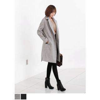 J-ANN Single-Breasted Slit-Side Wool Blend Coat