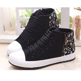 Solejoy Floral-Panel High-Top Sneakers