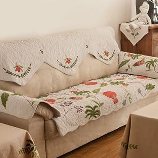 Tarobear Flower Embroidered Sofa Cover