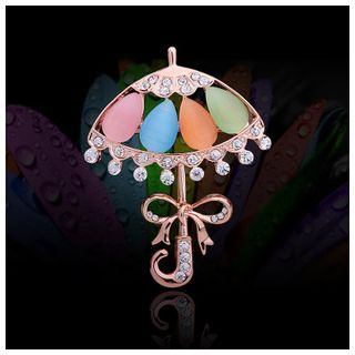 KINNO Rhinestone Umbrella Brooch