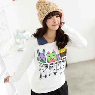 59 Seconds Inset Collar Printed Pullover