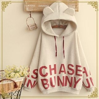 Fairyland Lettering Ear Accent Hooded Pullover