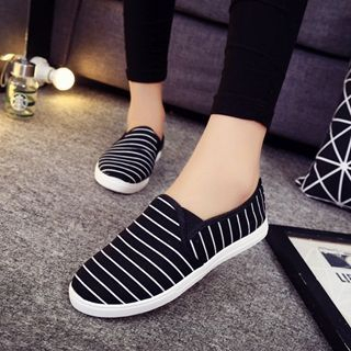 One100 Striped Canvas Loafers
