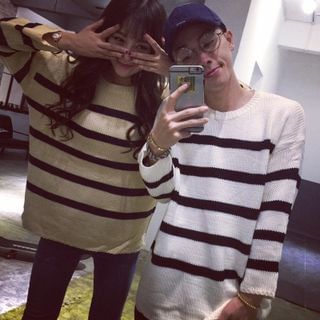 Teezone Striped Matching Couple Sweater