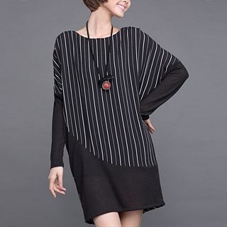 Mythmax Long-Sleeve Striped Dress