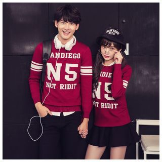 Simpair Matching Couple Lettering Knit Top