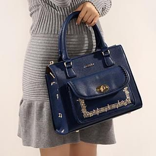 Axixi Embroidered Pocket-Front Satchel