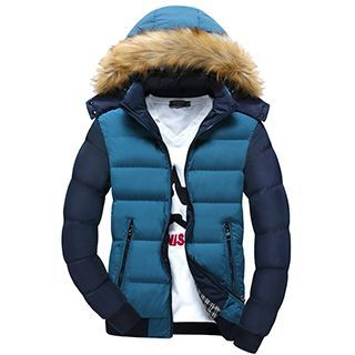 RUYA Furry-Trim Hooded Puffer Jacket