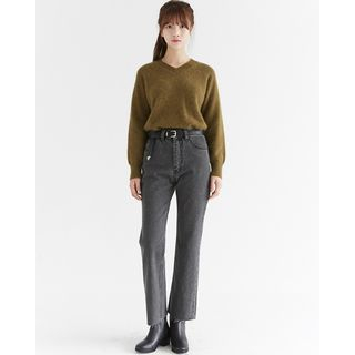 Someday, if V-Neck Angora Wool Blend Knit Top