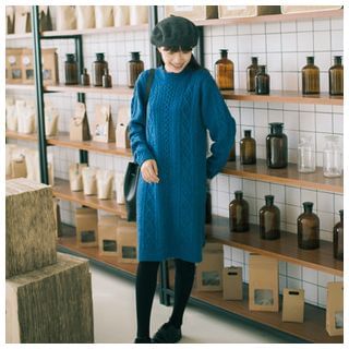 Ranche Mock Neck Cable Knit Dress