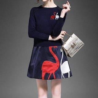 Alaroo Set: Applique Knit Pullover + Sleeveless Applique Dress