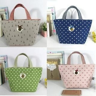Ms Bean Patterned Canvas Lunch Bag