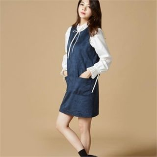 MAGJAY Faux-Suede Sleeveless Dual-Pocket Dress
