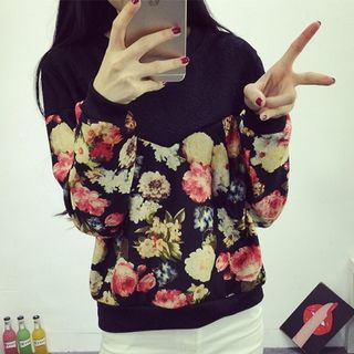MayFair Floral Print Panel Pullover