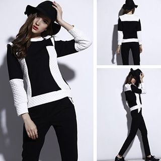 Fashion Street Quilted Panel Pullover