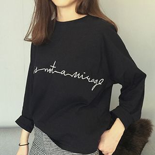 Eva Fashion Long-Sleeve Lettering T-Shirt