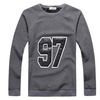 Free Shop Long-Sleeve Argyle Numbering T-Shirt