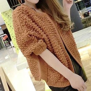 Eva Fashion 3/4-Sleeve Open Front Knit Jacket