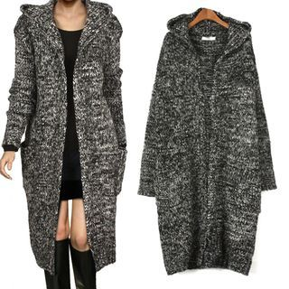 ifzen Hooded Melange Long Cardigan