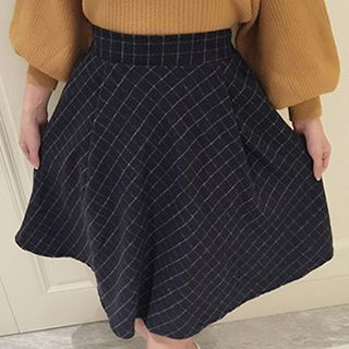 Honey House Check Woolen Skirt