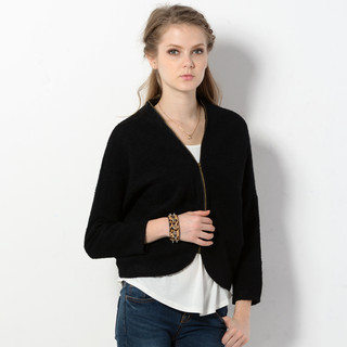 YesStyle Z Dolman Sleeve Zip Jacket Black - One Size