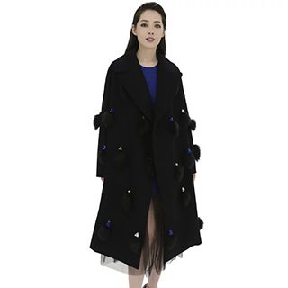 Neeya Gemstone Faux Fur Panel Coat