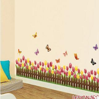 LESIGN Flower Fence Wall Sticker Multi Color - One Size
