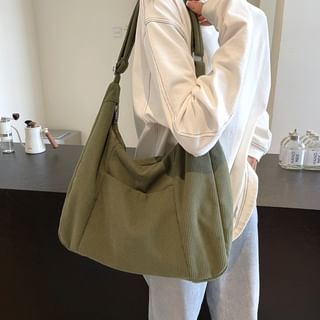 Ribbed Plain Shoulder Bag