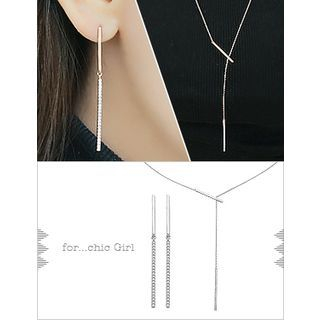 soo n soo Set: Rhinestone Bar Earrings + Necklace