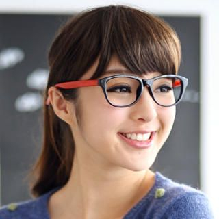 Printed Temple Geeky Glasses (Non Prescription Lens Included) Black and Red - One Size