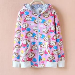 Cute Colors Animal Print Hood Jacket