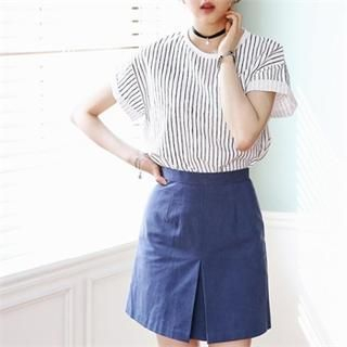 MAGJAY Pintuck-Detail A-Line Skirt