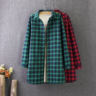 Blue Rose Plaid Long Shirt