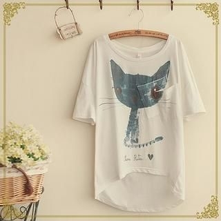 Fairyland Cat Print T-Shirt