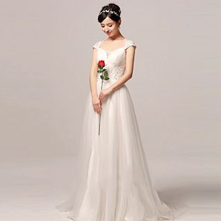 Beautiful Wedding Cap-Sleeve A-Line Wedding Dress