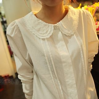 Mellow Fellow Lace Collar Top White - One Size